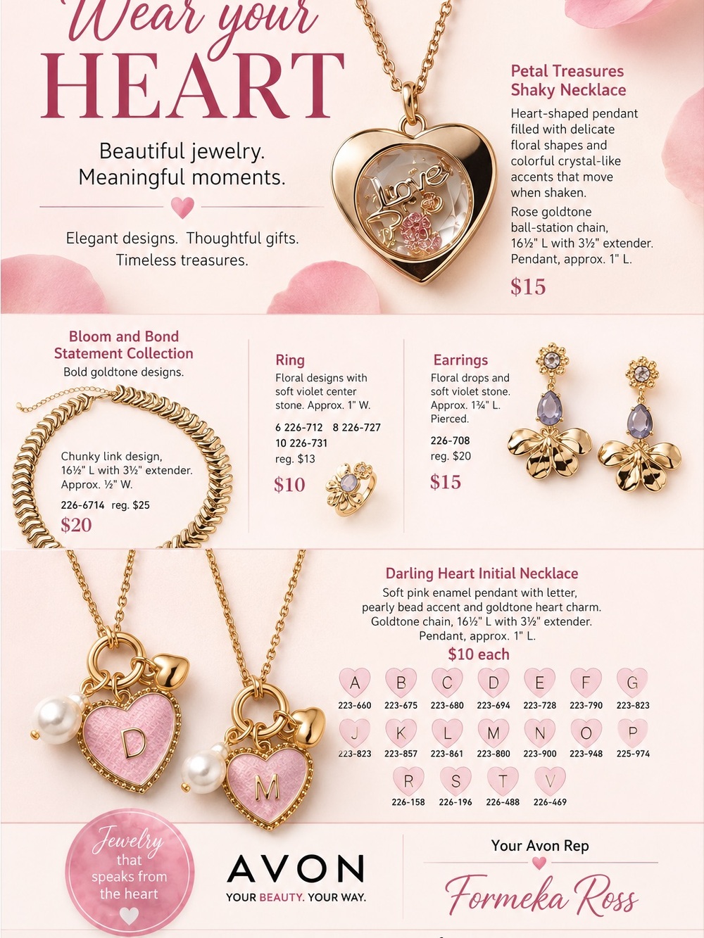 Avon Goldtone Heart Locket Necklace with Pink Accents